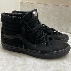 Vans SK8 HI Mens 10 Black Canvas High-Tops GUC Black on Black